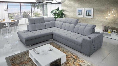 Ecksofa mit Schlaffunktion Luigi VII grau linksseitig Komfort-Ecksofa in modernem Design