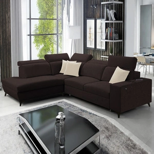 Ecksofa mit Schlaffunktion Kelly Sleek VII braun links geflochten bequemes und funktionelles Ecksofabett für Wohnzimmer
