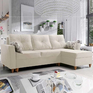 Ecksofa mit Schlaffunktion Topeka ecru rechte Seite stilvolles und modernes Design, das sich in jede Einrichtung einfügt