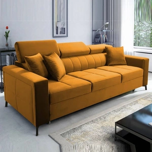 Sofa mit Schlaffunktion Nausa Honig verstellbare Kopfstützen resistent gegen Nähte und Kratzer bequem beim Ausruhen