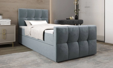 Boxspringbett Manhattan 100x200 türkis im modernen skandinavischen Stil mit gepolstertem Kopfteil und Fußteil Bett mit Staukasten