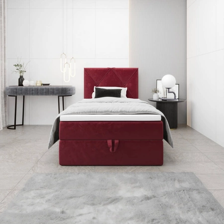 Boxspringbett Arvada 100x200 dunkelrot im modernen skandinavischen Stil mit gepolstertem Kopfteil Bett mit Staukasten