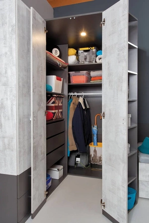 Kleiderschrank mit Regalen Tablo Graphit / Rätsel ideal für einen Kleiderschrank sehr nützlich und hat einen modernen Look