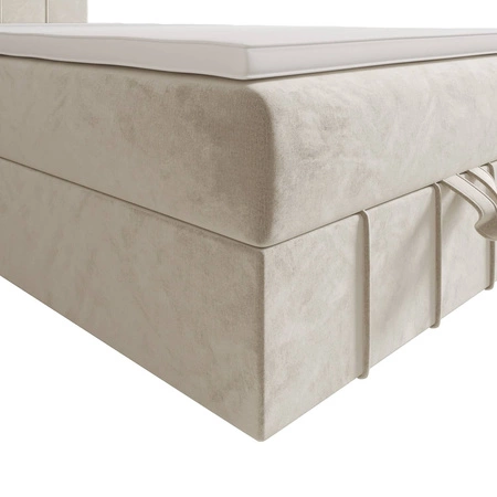 Boxspringbett Casey 120x200 beige im modernen skandinavischen Stil mit gepolstertem Kopfteil Bett mit Staukasten