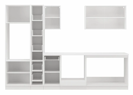 Toni 290 cm weiß / heller Beton Küchen-Set mit Arbeitsplatte sieht toll aus in modernen Interieurs