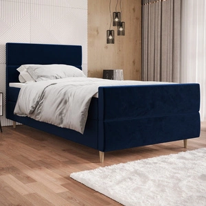 Boxspringbett Benet 90x200 dunkelblau Bett im modernen skandinavischen Stil mit gepolstertem Kopf- und Fußteil Bett mit Staukasten