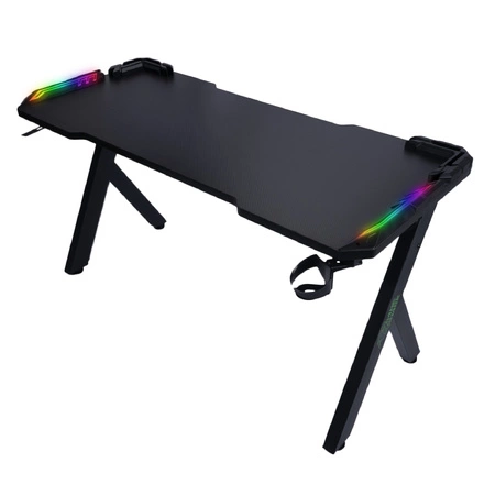 Y-Striker schwarz modernen Gaming-Schreibtisch mit LED-Beleuchtung bereichert kohlenstoffbeschichtete Platte