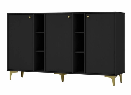 Wohnzimmer-Möbel-Set Kioto I schwarz Graphit stilvolles Design elegante Möbel auf einem Metall goldenen Basis subtilen Griffe unterstützt