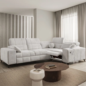 Ecksofa mit Schlaffunktion Penejos II Lux grau Esche rechts komfortables Ecksofa für das Wohnzimmer mit bequemer ausziehbarer Fußstütze