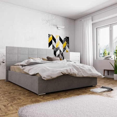 Eljas gepolstertes Bett 180x200 grau mit modernem Kopfteil ideal für Schlafzimmer
