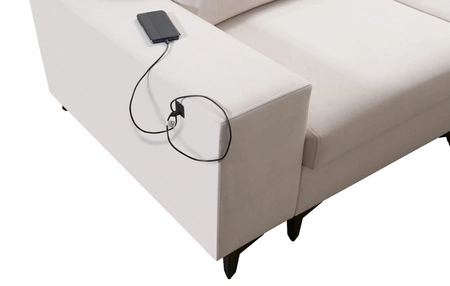 Ecksofa mit Schlaffunktion Kelly Sleek lavendelrosa rechtsseitig kariert bequem und funktional Ecksofa für Wohnzimmer