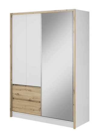 Schiebeschrank Cento 154 cm weiß / Eiche artisan modernes Design Kleiderschrank ideal für Schlafzimmer Kleiderschrank oder Flur