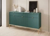 Kommode mit Schubladen Lovro 154 cm pastellgrün modernes Design wird Liebhaber ausdrucksstarker Innenräume begeistern goldenes Metallzubehör