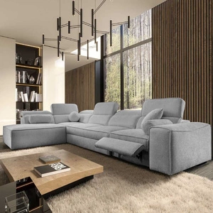 Ecksofa mit Schlaffunktion Viano XI Lux hellgrau links Design-Ecksofa mit ausziehbarem Fußteil und Bettzeugstaufach