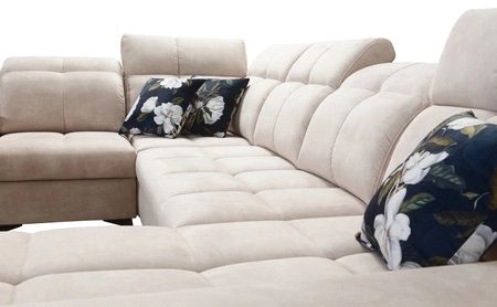 Ecksofa mit Schlaffunktion Buffalo IV Honig rechts stilvolles Ecksofa mit zwei Bettkästen Veloursstoff