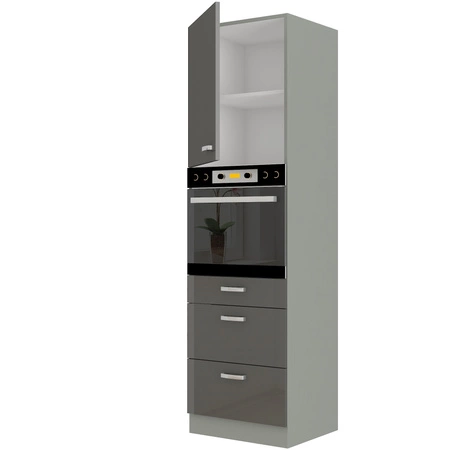 Grau 60 DPS-210 3S 1F Küchenschrank mit Schubladen für den Einbau von Backöfen, dampf-, hitze- und spritzwassergeschützt