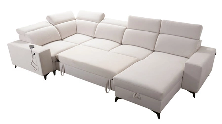 Ecksofa mit Schlaffunktion Kelly Sleek IV graphit rechte Ecke Schlafsofa mit Bettkästen Webstoff