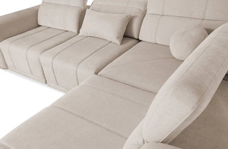 Ecksofa mit Schlaffunktion Cetara IV blau rechte Ecke stilvolles Design mit verschiebbaren Rückenlehnen zwei Bettzeugkästen