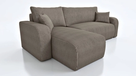 Ecksofa mit Schlaffunktion Fiesta hellbraun universal Ecksofa für Wohnzimmer Kordstoff Bettwäsche Container