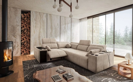 Ecksofa mit Schlaffunktion Tesalia II Lux beige links komfortables Ecksofa mit verschiebbarer Rückenlehne und ausziehbarem Fußteil
