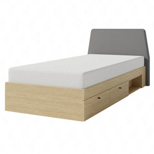 Bett mit Schubladen Olivio 90x200 cm Eiche geölt ideal für ein Kinderzimmer mit gepolstertem Kopfteil und Schubladen