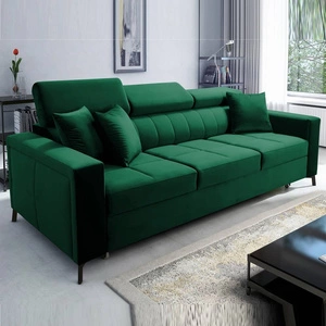 Sofa mit Schlaffunktion Nausa Flaschengrün mit verstellbaren Kopfstützen widerstandsfähig gegen Abrieb und Kratzer bequem zum Entspannen