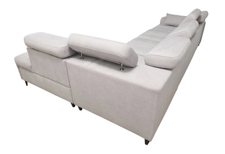 Ecksofa mit Schlaffunktion Castel XI beige rechte Seite bequemes Ecksofa mit Bettzeugablage strapazierfähiger Stoff