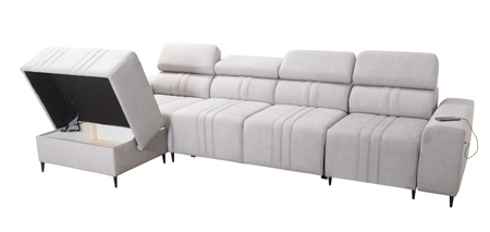 Ecksofa mit Schlaffunktion Castel XII braun linke Seite stilvolles und bequemes Ecksofa für Wohnzimmer funktionelle verstellbare Kopfstützen