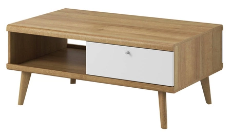 Möbel Set Primo Eiche Riviera / weiß modernes Design Möbel Kante mit speziellen Furnier sicher gehärtetem Glas getrimmt