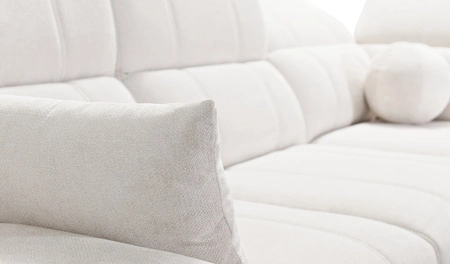 Ecksofa mit Schlaffunktion Penejos VII dunkelbeige rechts stilvolles Ecksofa mit Bettzeugablage komfortable verstellbare Kopfstützen