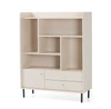 Bücherregal Ferdi 104 cm beige sand interessantes Design stilvolles Bücherregal mit Schubladen und abschließbarem Schrank hohe Oberkante