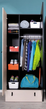 Möbelset Niko schwarz / Eiche / beige ideal für ein Jugend- oder Kinderzimmer in einem trendigen Stil