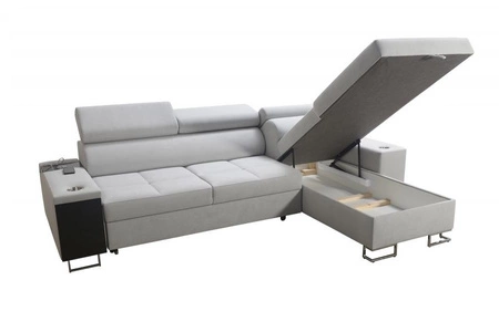 Ecksofa mit Schlaffunktion Dafni Blau rechtsseitig aus Samt bietet Komfort und Funktionalität während der täglichen Erholung