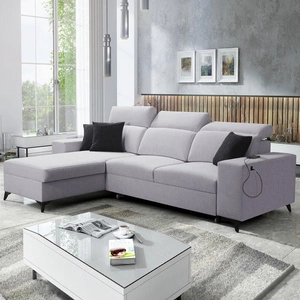 Ecksofa mit Schlaffunktion Kelly Sleek grau Esche links geflochten bequem und funktional Ecksofa für Wohnzimmer