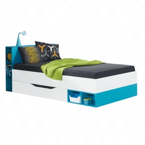 Bett mit Schublade Mobi 90x200 cm weiß / türkis ideal für Kinder- und Jugendzimmer Kante mit Spezialfurnier veredelt