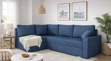 Ecksofa mit Schlaffunktion Nofi blau links modernes Design ein schlichter und stilvoller Korpus, der in jede Einrichtung passt