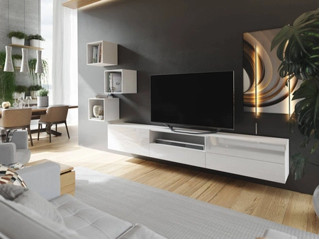 Sarti Möbel weiß / weiß glänzend stilvolles Design funktionelle Medienecke in einem extrem modernen Stil
