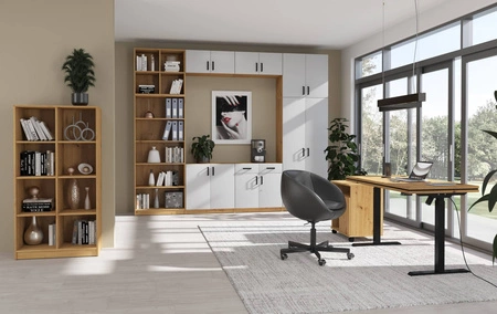 Höhenverstellbarer Schreibtisch Makana Eiche handwerklich universelles und funktionelles Möbelstück mit einer 28 mm Platte für das Büro, Arbeitszimmer oder Jugendzimmer