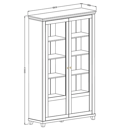 Vitrine Evora 126 cm beige / Eiche dunin wird Liebhaber von ausdrucksstarken Interieurs ideal für das Wohnzimmer und Esszimmer begeistern