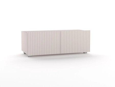 RTV Schrank Colder 100 cm beige mit der Möglichkeit der Aussetzung stilvolle geriffelte Front elegante Form der Möbel in einem modernen Stil