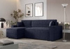 Ecksofa mit Schlaffunktion Brandon Bis marineblau links weicher Stoff mit charakteristischer Schleifenoberfläche Bettzeugbehälter