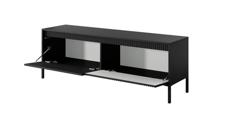 RTV Schrank Sesti 154 cm schwarz elegante Form des Möbels in einem modernen Stil Push-to-Open-System stabilen Metallbasis
