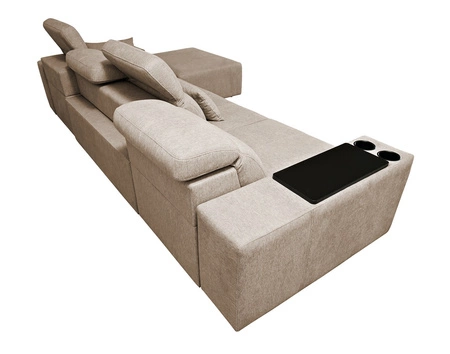 Ecksofa mit Schlaffunktion Tesalia XII grau rechte Seite modernes Design komfortable Schiebelehne Schublade in der Seite des Möbels