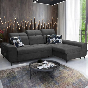 Ecksofa mit Schlaffunktion Buffalo graphit rechte Ecke funktionelles und stilvolles Schlafsofa mit Bettzeugcontainer