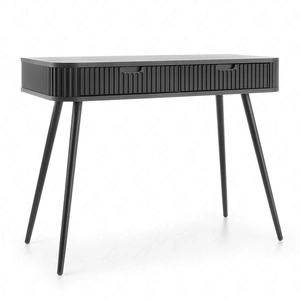 Zoya schwarz Konsole mit Schubladen stilvolle und funktionale Schminktisch geschwungene Körperform geriffelte Schubladenfronten Metallbeine
