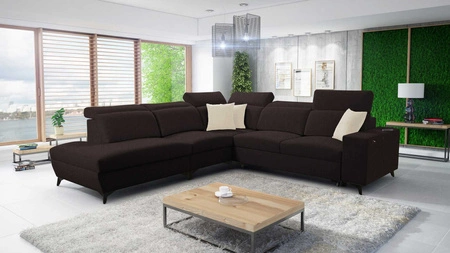 Ecksofa mit Schlaffunktion Kelly Sleek IX braun links stylisches Ecksofa mit bequemen Armlehnen und verstellbaren Kopfstützen