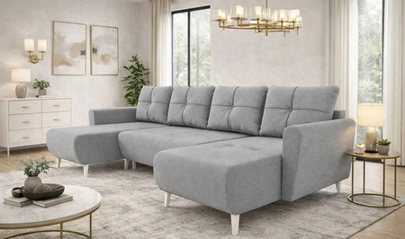 Ecksofa mit Schlaffunktion Felicie U hellgrau stilvolles und elegantes Ecksofa das sich in skandinavische Einrichtungen einfügt