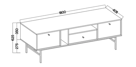 RTV Schrank Kioto III 180 cm Eukalyptus eleganter Schrank in gedeckten Farben dezente Griffe Metall schwarzer Rahmen