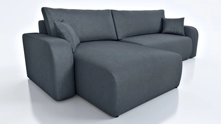 Ecksofa mit Schlaffunktion Fiesta XL dunkelgrau universal Ecksofa mit Bettzeugablage weicher Plüschstoff