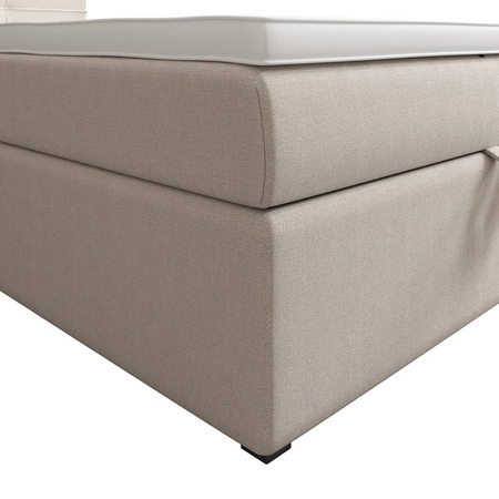 Boxspringbett Fresno 100x200 beige im modernen skandinavischen Stil mit gepolstertem Kopfteil Bett mit Staukasten
